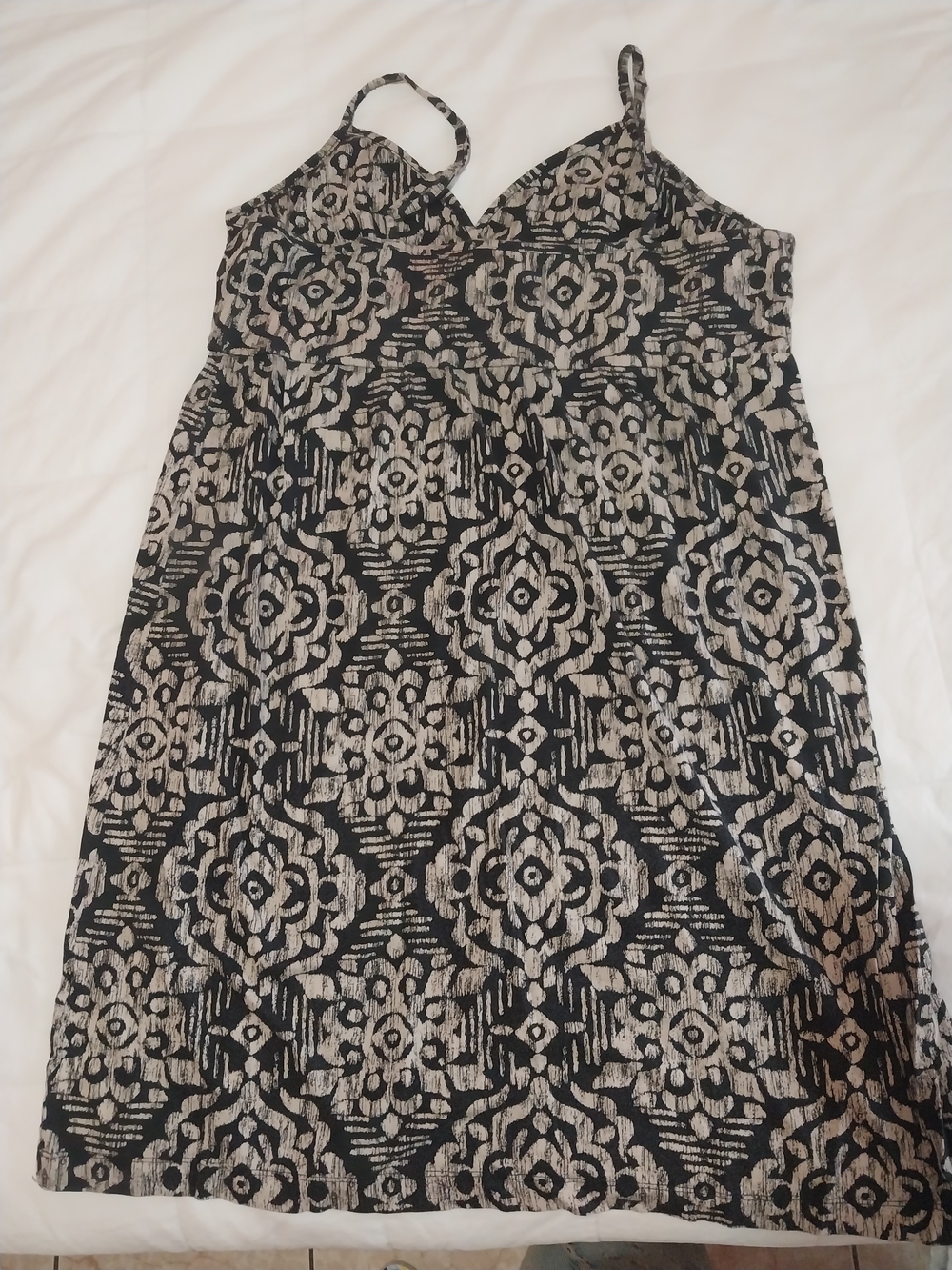 Sonoma Everyday Dress Black & Cream Patterned Spaghetti-Strap Dress